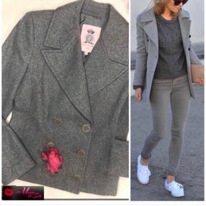 JUICY COUTURE Gray Wool Pea Coat Jacket